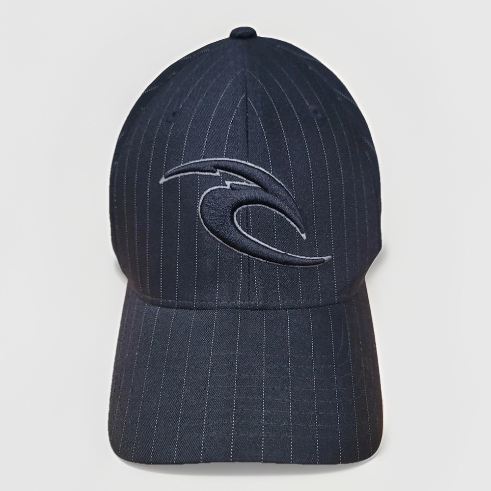 Ripcurl Baseball Cap Hat Flexfit OSFA M/L Black Pinstriped